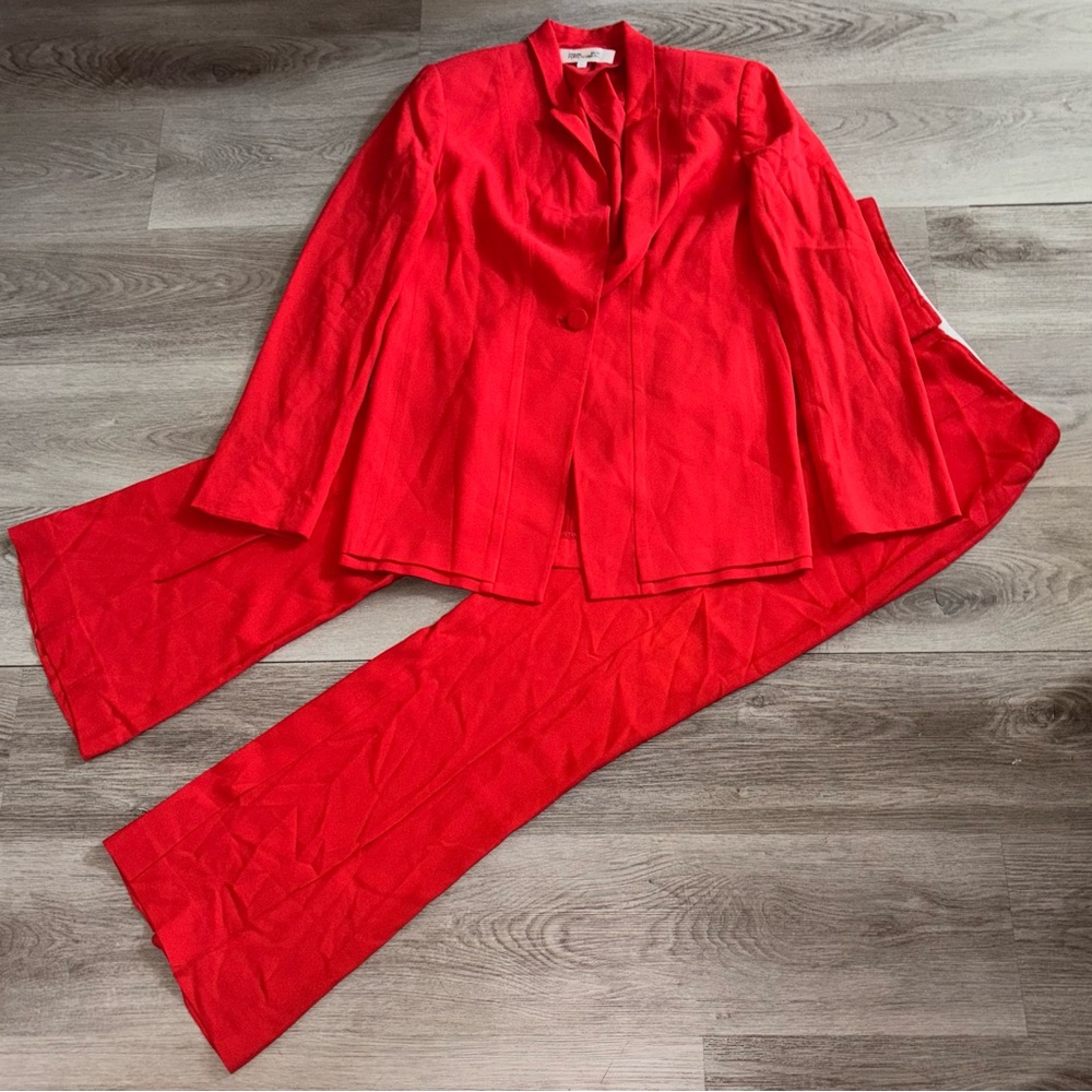 Diane Von Furstenberg Bold Red Blazer/Pant Set